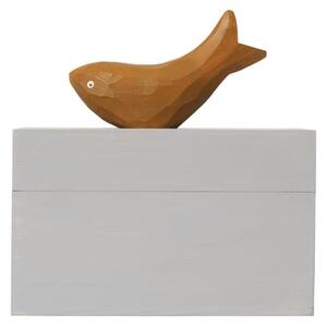 Ferm Living - Harbour Box - Förvaringslåda för barn - Fish - Mist Blue/Aged Gold - W14.5 x D9 x H15 CM