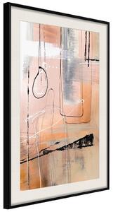 Inramad Poster / Tavla - Pastel Abstraction - 20x30 Guldram med passepartout
