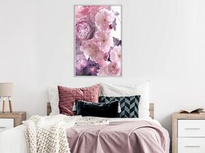 Inramad Poster / Tavla - Pink Bouquet - 40x60 Guldram med passepartout