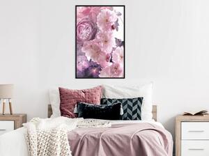 Inramad Poster / Tavla - Pink Bouquet - 20x30 Guldram