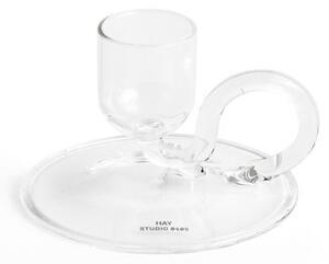 HAY - Tiny Candleholder - Ljusstake - Curved - Clear - H5 x D7 x W7 cm