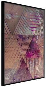 Inramad Poster / Tavla - Pink Patchwork II - 40x60 Guldram med passepartout