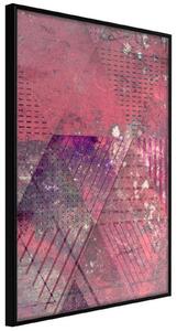 Inramad Poster / Tavla - Pink Patchwork III - 20x30 Guldram med passepartout