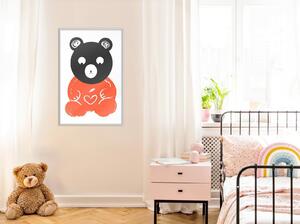 Inramad Poster / Tavla - Teddy Bear in Love - 20x30 Svart ram med passepartout