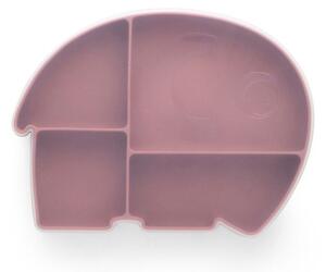 Sebra - Silicone Plate With Lid - Fanto - Barnens tallrik - Vintage Rose - H3 x L26 x W19 cm