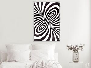 Inramad Poster / Tavla - Black and White Swirl - 20x30 Guldram