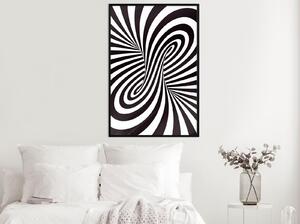 Inramad Poster / Tavla - Black and White Swirl - 30x45 Svart ram med passepartout