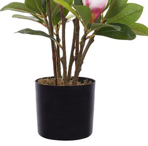Konstgjord Magnolia Grön och Rosa Syntetiskt Material 70 cm Dekorativ Inomhus Tillbehör Beliani