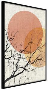 Inramad Poster / Tavla - Gloomy Tree - 20x30 Guldram med passepartout