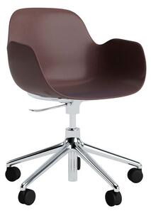 Normann Copenhagen - Form Armchair Swivel 5W Gas Lift Alu - Kontorsstol - Aluminium / Brown - H73/86 x L72,5 x SH37/50 cm