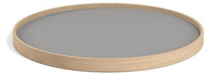 Brdr. Krüger - Tray - Oak Oiled model 50 - Bricka - STONE (Lys Grå / Mørk Grå) - Ø 50cm H 3cm