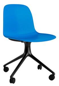 Normann Copenhagen - Form Chair Swivel 4W Alu - Kontorsstol - Bright Blue / Black Aluminum - H79 x W52 x D52 x SH44 cm