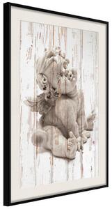 Inramad Poster / Tavla - Winged Baby - 40x60 Guldram med passepartout