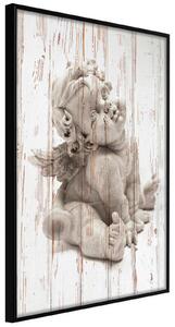 Inramad Poster / Tavla - Winged Baby - 20x30 Guldram med passepartout