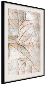 Inramad Poster / Tavla - Copper Leaves - 20x30 Svart ram med passepartout