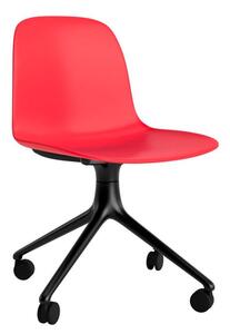 Normann Copenhagen - Form Chair Swivel 4W Alu - Kontorsstol - Bright Red / Black Aluminum - H79 x W52 x D52 x SH44 cm
