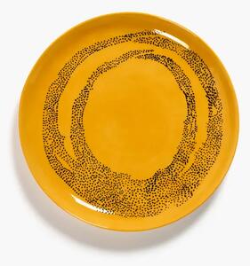 Serax - Plate Feast - Tallrikar - Yellow Dots Black M - Ø22.5 x H2 cm