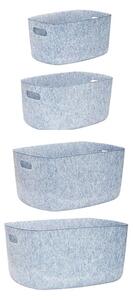 Hübsch - Filtkurv, sæt af 4 - Korg - Blå - 36 x 24 x h19, 40 x 27 x h21, 44 x 31 x h23, 48 x 36 x h24 cm