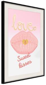 Inramad Poster / Tavla - Pink Kisses - 20x30 Guldram