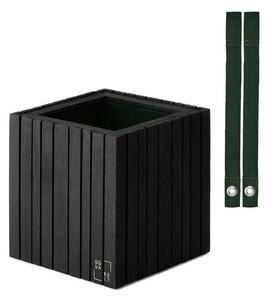 SQUARELY CPH - GrowON & HoldON - Växtlåda - Black Ash - Dark Green Nylon - W22 x H24 x D22 cm (Straps 48 cm)