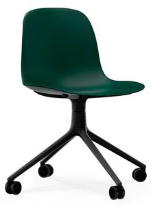 Normann Copenhagen - Form Chair Swivel 4W Alu - Kontorsstol - Green / Black Aluminum - H79 x W52 x D52 x SH44 cm
