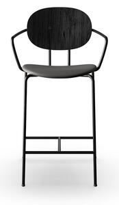 Sibast Furniture - Piet Hein Bar Armchair | Seat Upholstery - Barstol - Black Lacquered Oak & Black Nevada Leather / Black - W55 x H108 x SH75 cm