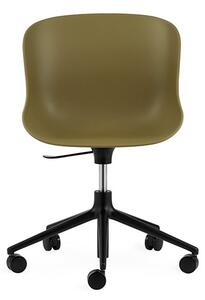 Normann Copenhagen - Hyg Chair Swivel 5W Gaslift - Kontorsstol - Seat: Olive / Base: Black Aluminum - L: 72,5 x D: 72,5 x H: 78/92 x SH: 38/52 cm