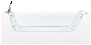 Bubbelbadkar Vit fristående Akryl Badkar med strålar Glaspaneler 170 x 80 cm Beliani