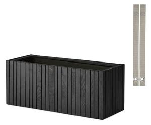 SQUARELY CPH - GrowWIDE & HoldON - Växtlåda - Black Ash - Light Grey Nylon - W60 x H24 x D22 cm (Straps 38 cm)