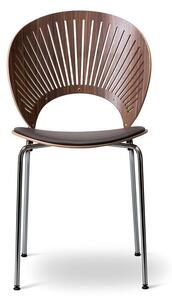 Fredericia Furniture - Trinidad Chair 3396 by Nanna Ditzel - Matstol - Primo 86 Dark Brown / Lacquered Walnut / Chrome - W48,5 x D57 x H85 x SH46,5 cm