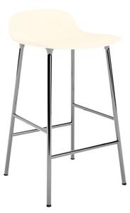 Normann Copenhagen - Form Barstool 65 cm Steel - Barstol - Cream / Chrome - H77 x W42,5 x D42,5 x SH65 cm