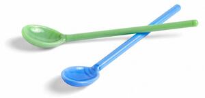 HAY - Glass Spoons - Skedar - Mono - Sky Blue & Green - L15 x W2,5 cm (2 pcs)