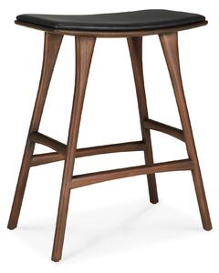 Ethnicraft - Osso Counter Stool - Varnished Teak - Brown - Black Leather 57/33/69 - Barstolar - Alain Van Havre - Brun - Trä