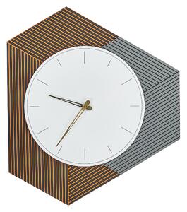 Väggklocka Vit med Grå och Orange MDF Metall 52 x 60 cm Design utan Siffror Nummer Klocka Vardagsrumsinredning Beliani