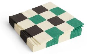 HAY - Pattern Napkins - Servetter av tyg - Off-white, Green and Black - Medium Check / Set of 20 - Lunch - W33 x D33 cm