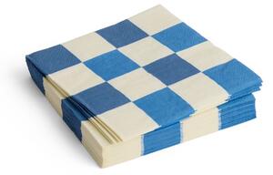 HAY - Pattern Napkins - Servetter av tyg - Off-white and Blues - Medium Check / Set of 20 - Lunch - W33 x D33 cm