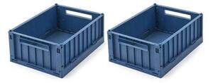 LIEWOOD - Weston Opbevaringskasse - Small 2-pak - Förvaringslåda för barn - 1769 - Indigo blue - H9,5 x W18 x L25 cm