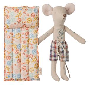 Maileg - Beach Mouse With Air Mattress - Dad - Plyschleksak - Dad - H15 cm