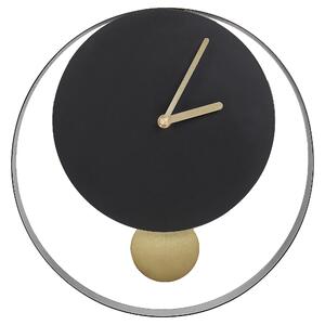 Väggklocka Svart och Guld Stål Metall ⌀ 30 cm Modern Minimalistisk Design utan Siffror Vardagsrumsinredning Beliani