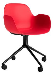 Normann Copenhagen - Form Armchair Swivel 4W Alu - Kontorsstol - Bright Red / Black Aluminum - H79 x W56 x D52 x SH44 cm