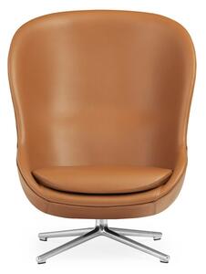 Normann Copenhagen - Hyg Lounge Chair by Simon Legald / High - Fåtölj - Alu / Ultra Leather: 41574 (Brandy) - 41599 (Black) - H: 107,5 x L: 84,5 x D: 83,5 x SH: 40 cm - 20,8 kg
