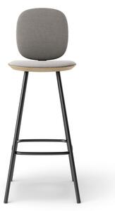 Brdr. Krüger - Pauline Comfort Barstool 75 cm metal frame - Oak Clear Wax Oiled - Barstol - Hallingdal, Grå Tekstil - 0113 - H107cm L75 cm B36 cm