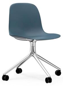 Normann Copenhagen - Form Chair Swivel 4W Alu - Kontorsstol - Blue / Aluminum - H79 x W52 x D52 x SH44 cm