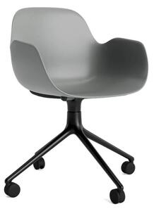 Normann Copenhagen - Form Armchair Swivel 4W Alu - Kontorsstol - Grey / Black Aluminum - H79 x W56 x D52 x SH44 cm
