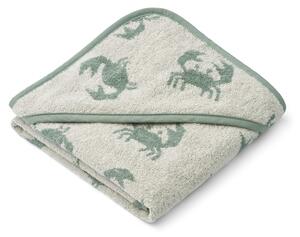 LIEWOOD - Alba Yarn Dyed Hooded Baby Towel - Handduk för barn - 1833 Crab / Sandy - H70 x W70 cm