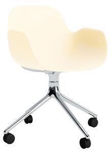 Normann Copenhagen - Form Armchair Swivel 4W Alu - Kontorsstol - Cream / Aluminum - H79 x W56 x D52 x SH44 cm