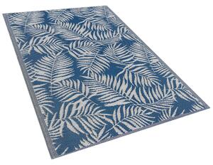 Utomhusmatta 120 x 180 cm av Syntetisk Material i Blå Färg med Palmbladmönster i Modern Stil till Balkong Beliani