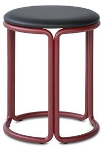 PLEASE WAIT to be SEATED - Hardie Stool / By Philippe Malouin - Pall - Savanne Leather Black / Basque Red - Ø36 x H44 cm