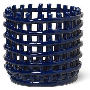 Ferm Living - Ceramic Basket - Korg - Small - Blue - Ø16 x H14,5 cm