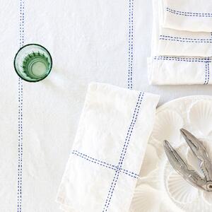 Langkilde & Søn - Marie Serviet - Servetter av tyg - Linen/Blue stitches - 50 x 50 cm - 1 pcs